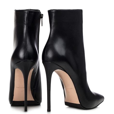 Eva Ankle Boot Mm Black Leather Ankle Boot Le Silla Heels