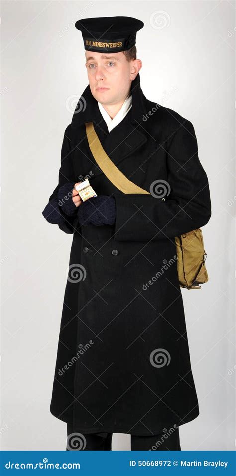 Ww11 Royal Navy Seaman In Greatcoat Stock Photo Image Of Mask