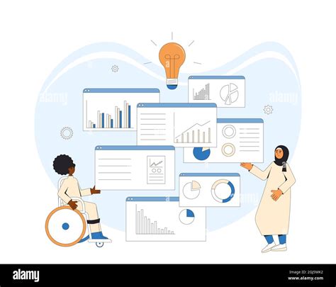 Business Analyst Concept Characters With Schemes And Diagrams Female Financial Consultants