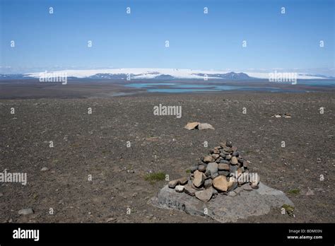 Scenery to the glacier Thjorsarjokull in Hofsjokull, Iceland Stock ...