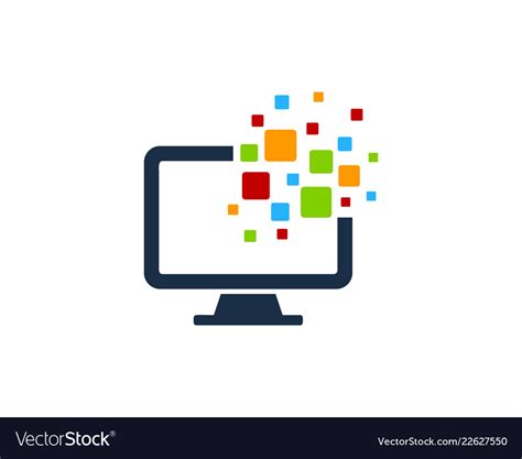 Pixel computer logo icon design Royalty Free Vector Image