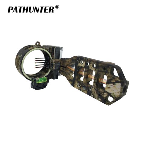 Pathunter Archery Camo Bow Sight Fiber 5 Pin 0 019 Optic Led Sight Of Bow Accessories For