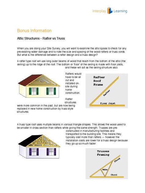 Attic Structures - Rafter Vs Truss | PDF