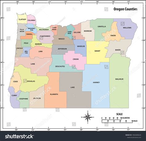 Oregon State Outline Administrative Political Map Vetor Stock Livre