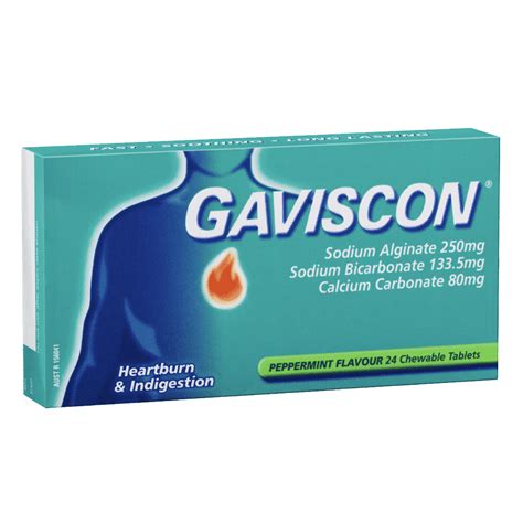 Gaviscon Heartburn Indigestion Relief 24 Chewable Tablet Peppermint