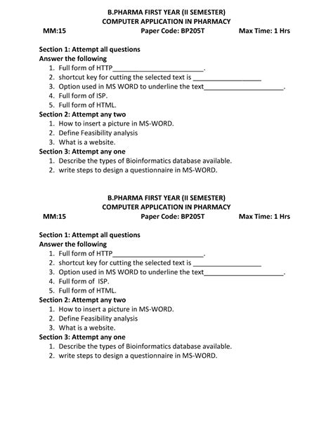 Samplepractice Exam Questions B First Year Ii Semester Computer