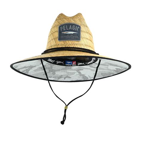 Pelagic Chapeau De P Che En Paille Fish Camo Light Grey Ecotone L