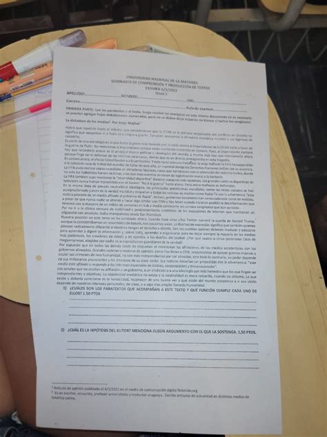 Examen Febrero Seminario De Comprensi N Y Producci N De Textos