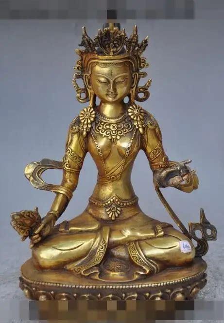 S Tibet Buddhism Fane Bronze Gilt Tara Kwan Yin Bodhisattva