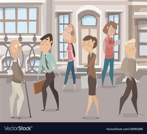 People walking on the street cartoon characters Vector Image