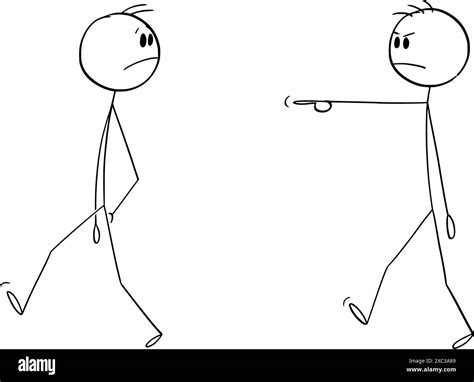 Person Walking And Pointing At Another Person Vector Cartoon Stick Figure Or Character