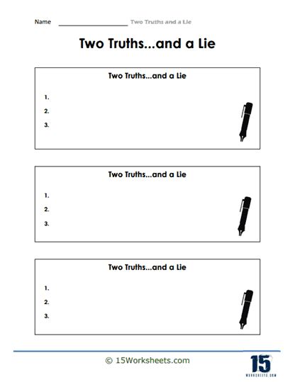 Two Truths And A Lie Worksheets Worksheets