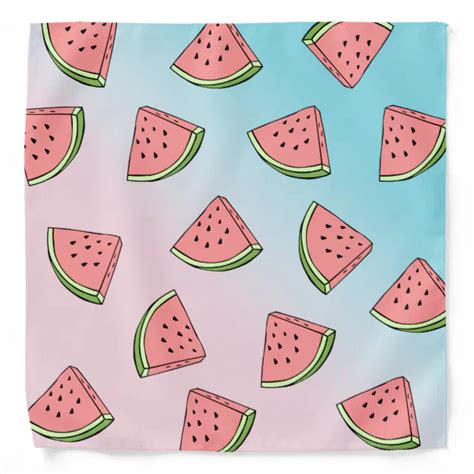 Cute Summer Watermelon Pattern Pastel Pink And Blue Bandana Zazzle