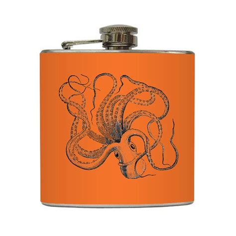 Orange Octopus Flask Flask Whiskey Flask Hip Flask