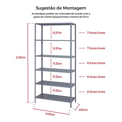 Estante De A O Cm Bandejas Kg Por Prateleira Cinza Moveismaq