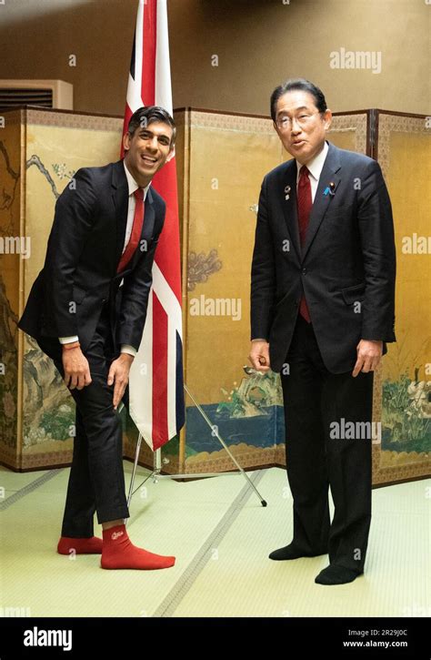 Prime Minister Rishi Sunak Shows Off His Socks To Japanese Prime