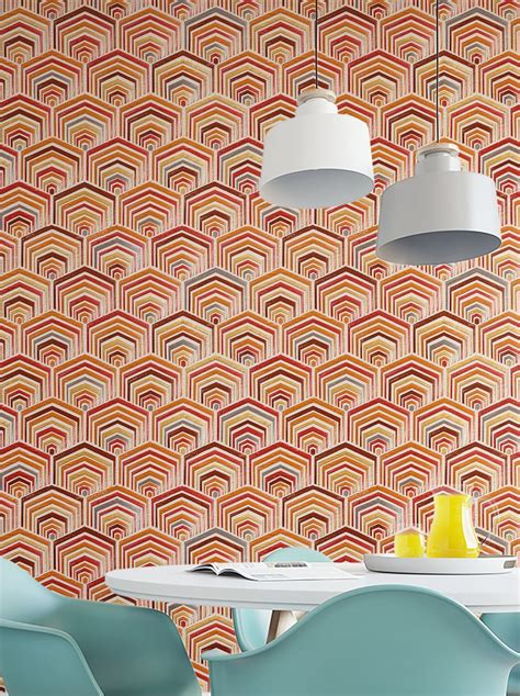 Papier Peint Baccara Orange Vinyl Wallpaper S Interior Wallpaper