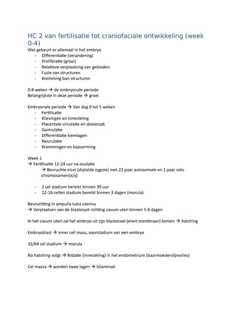 HC 2 Van Fertilisatie Tot Craniofaciale Ontwikkeling Laterale