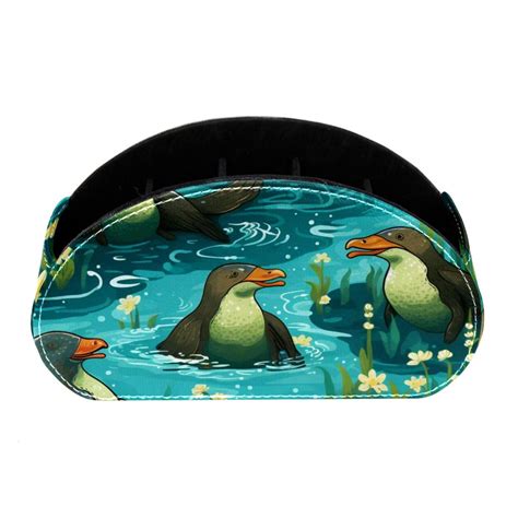 Ownta Platypus Pattern Pvc Leather Brush Holder With Five Compartments