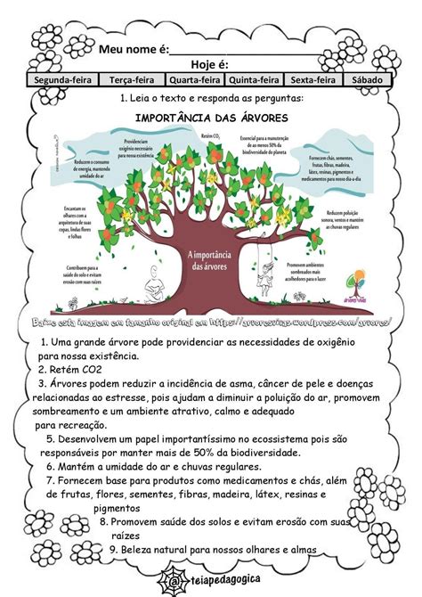 Sequência de atividades A importância das árvores Espaço do Professor