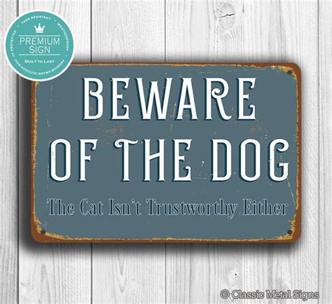 Vintage Style Beware of Dog Sign - Classic Metal Signs