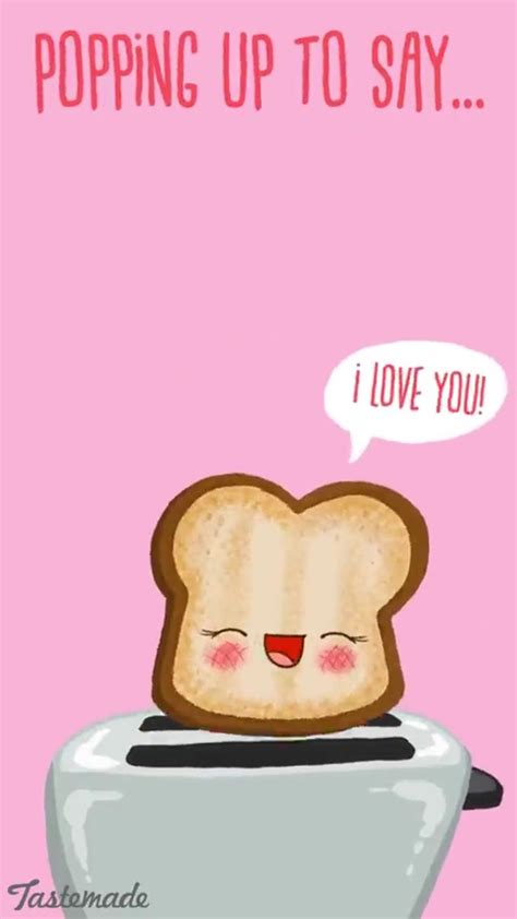 Funny Pun Popping Up To Say I Love You Toast In Toaster Punny