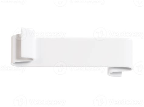 White Ribbon Banner D Render Illustration Of Glossy Rolled Text Box