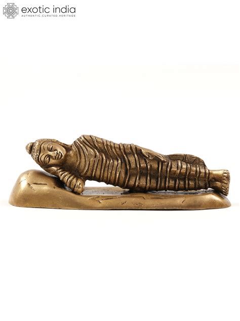 6" Small Parinirvana Buddha Brass Statue | Exotic India Art