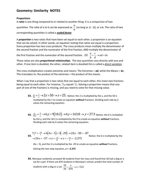 Geometry: Similarity NOTES