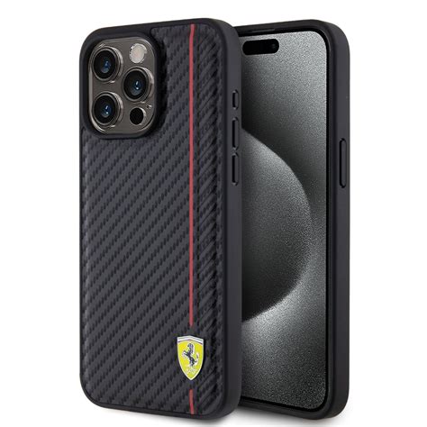 Ferrari Pu Leather Carbon Vertical Red Line Zadn Kryt Pro Iphone