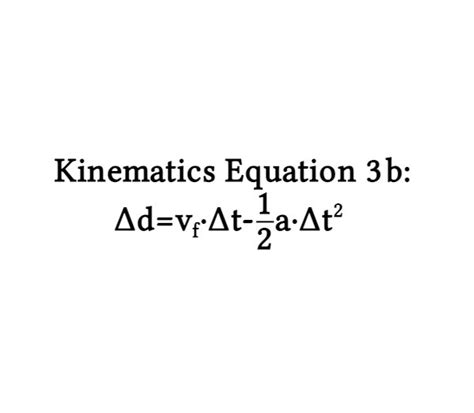 Kinematics Equation 3b (Displacement, Velocity, Acceleration, Time)