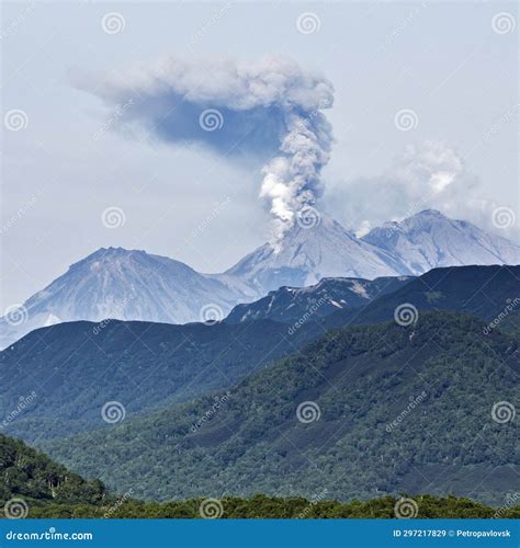 Scenery Summer Mountain Landscape Of Kamchatka Eruption Active