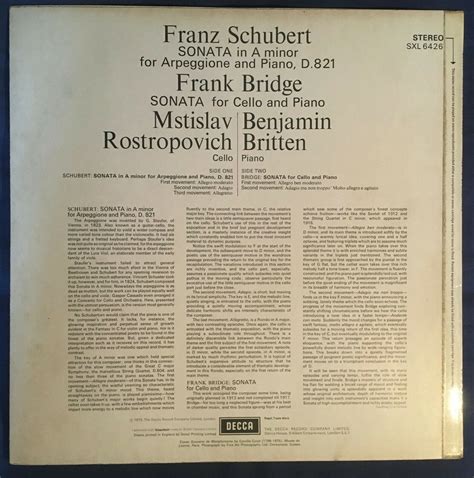 Popsike DISQUE DECCA SCHUBERT BRIDGE ROSTROPOVICH BRITTEN SONATES