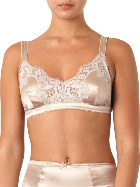 Lyst Dolce Gabbana Lace And Satin Soft Cup Bra In Natural