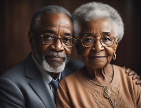 Uma Foto De Retrato De Um Casal De Pais Mais Velhos Ambos Usando