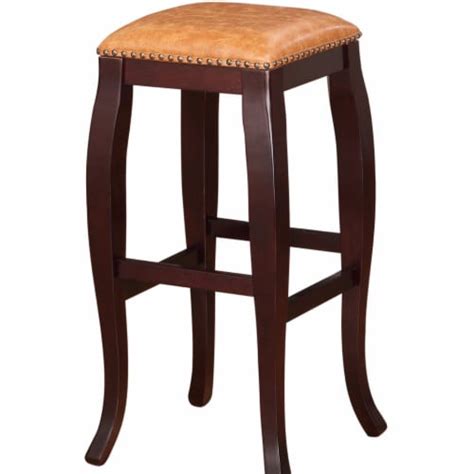 Saltoro Sherpi Square Shape Wooden Bar Stool with Nailhead Trim Accents ...