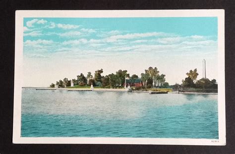 Jamestown Island From Wharf Colonial Church Monuments Virginia Va Postcard 1920s Topographical