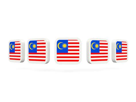 Five Square Icons Illustration Of Flag Of Malaysia