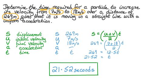 Question Video Finding The Time Taken For A Particle Moving With