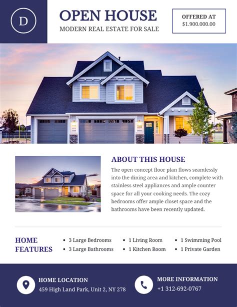 Rhino White Open House For Sale Flyer Template - Venngage