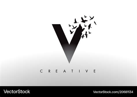 V logo letter with flock of birds flying Vector Image