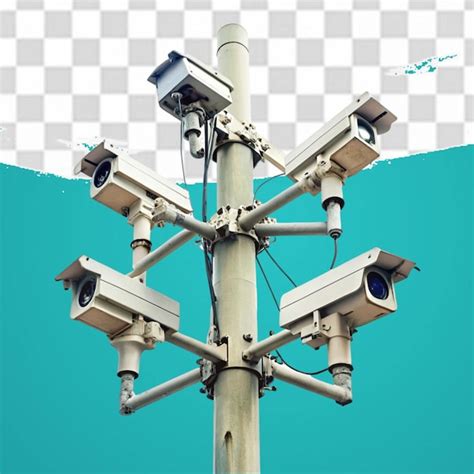 Premium PSD Cctv Cameras On Isolated Poles In A Tech Setting Isolated