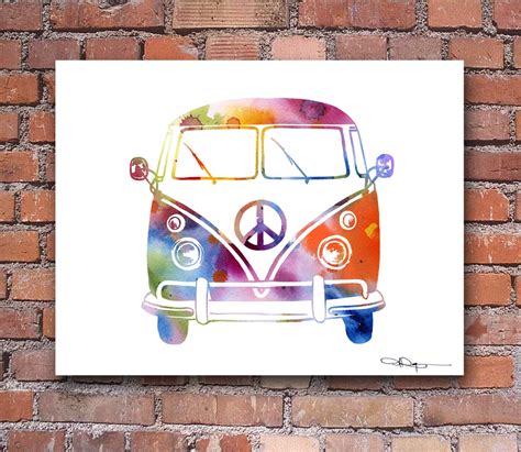 Vw Bus Art Print Abstract Volkswagen Watercolor Painting