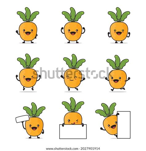 Cute Carrot Cartoon Happy Facial Expressions Stock Vector Royalty Free 2027901914 Shutterstock