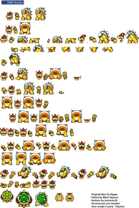 Bowser Sprites Png Smbz Bowser Sprite Sheet 648x968 Png Download