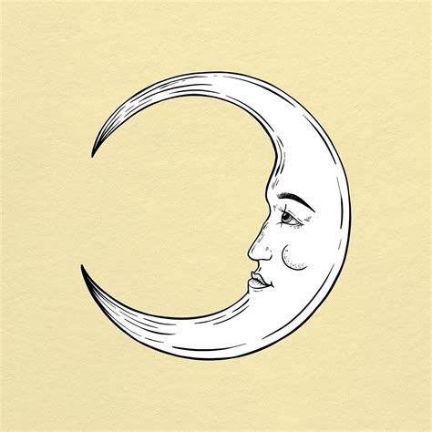 Crescent Moon Face Drawing