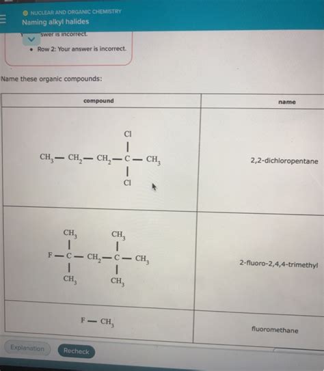 Solved Nuclear And Organic Chemistry Naming Alkyl Halides Chegg