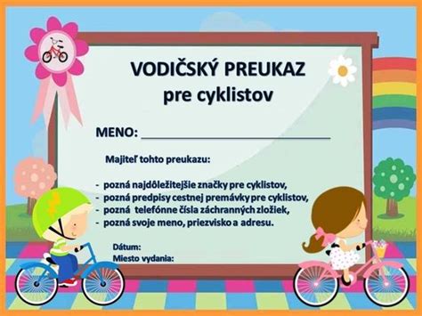 Vodičský preukaz pre cyklistov preučiteľky sk