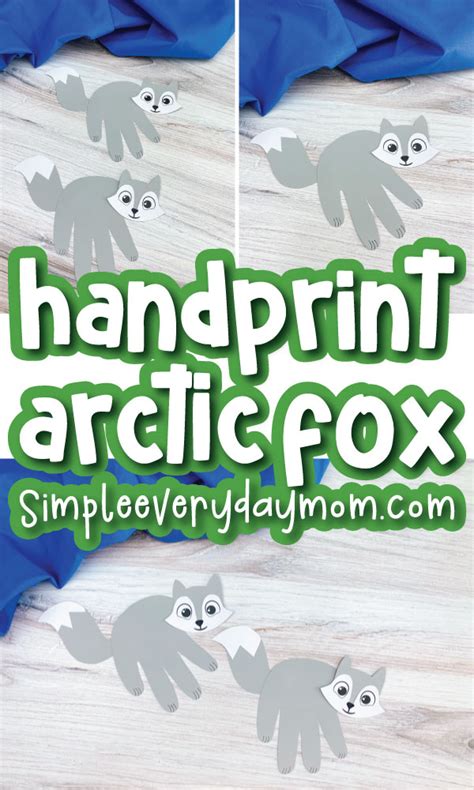 Handprint Arctic Fox Craft Free Template Included