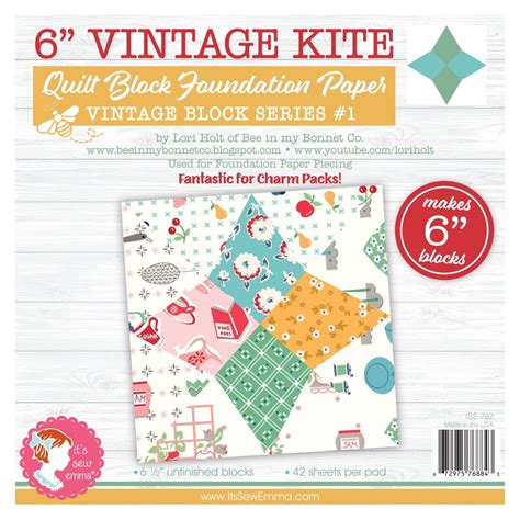 Lori Holt Foundation Paper Vintage Kite Quilt Block 6 In